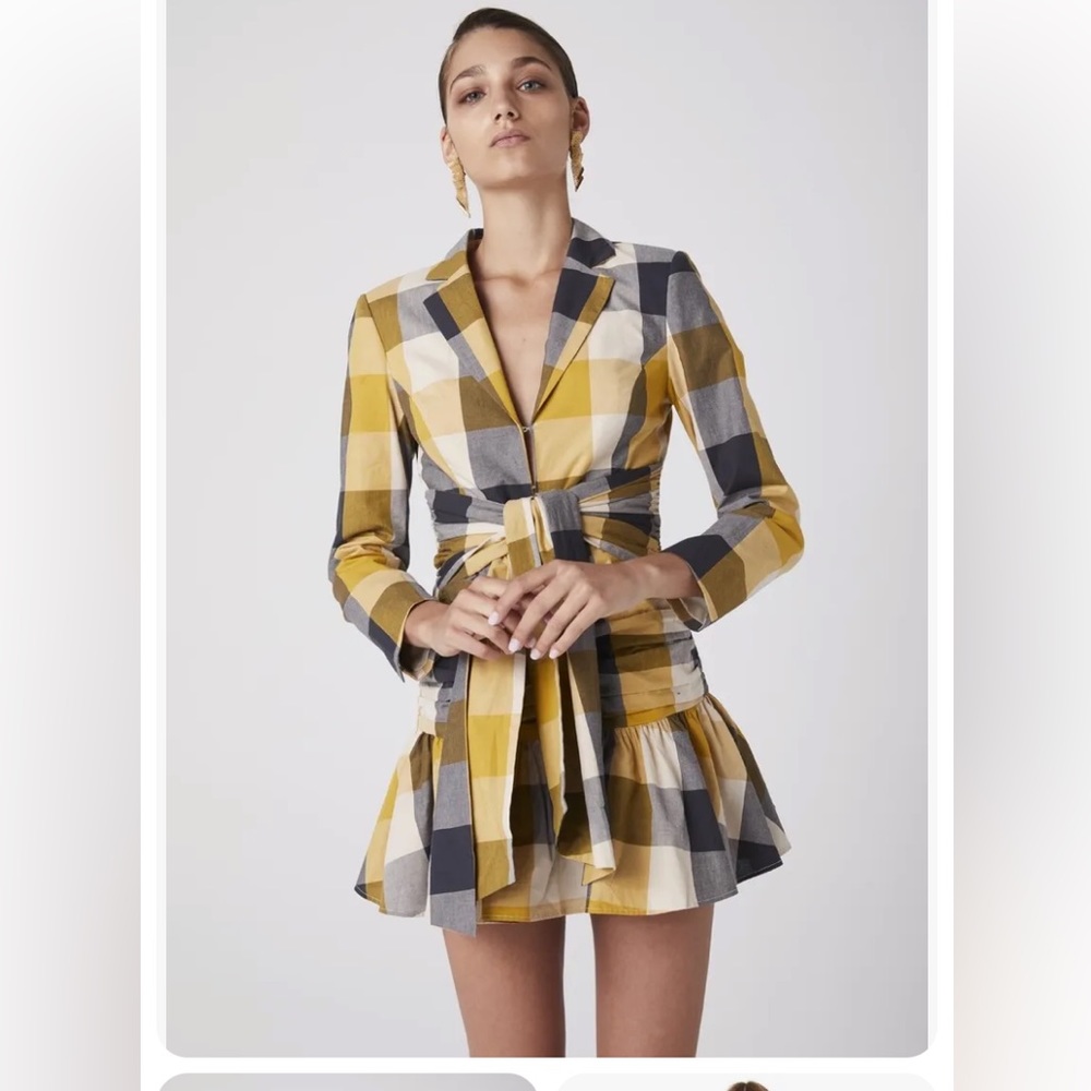 Atoir Yellow and Gray Plaid Dress